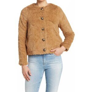 VERO Moda BNWOT Women "Amanda" Tan Short Faux Fur Teddy Jacket Xlarge Button Up